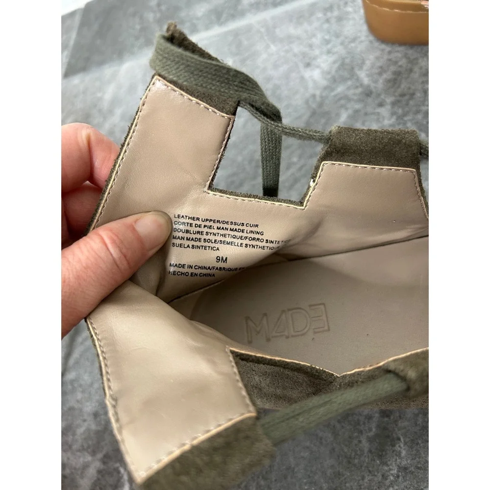 Anthropologie M4D3 Platform Gladiator Ankle Shoe Size 9 Olive Brown Suede Fall